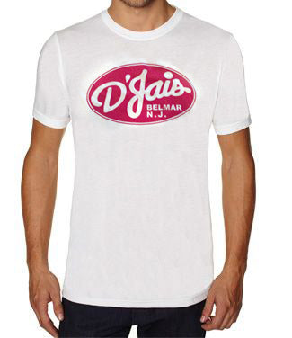 D'Jais White T-Shirt with Red Logo